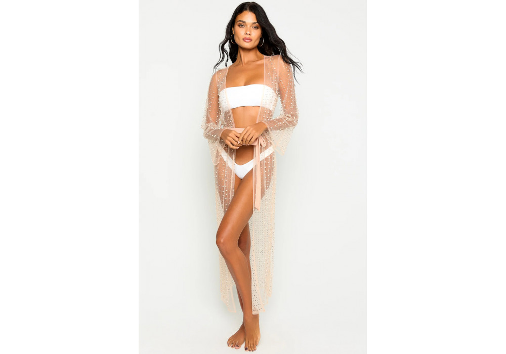 Late Nights Cardigan Nude с жемчужинами и стразами