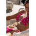 Купальник Delilah Pink Beach Bunny с цветами и стразами в розовом цвете